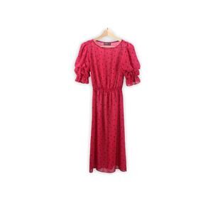 Vintage 80s Sun Dress - Pink & Black Floral Dots